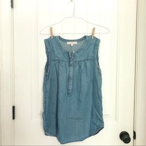 LOFT Sleeveless Chambray Blouse